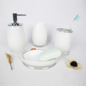Set de accesorios de baño de cristal blanco