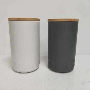 Wholesale ronda alta con tapa de madera de cerámica de almacenamiento de gres de almacenamiento.